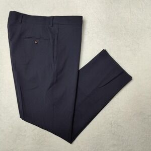 Jack Victor Pants Mens 35x31 Blue Wool Spandex Patrick Dress Flat Front Stretch